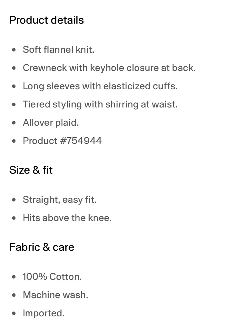 Kids Tiered Plaid Soft Flannel Knit Dress